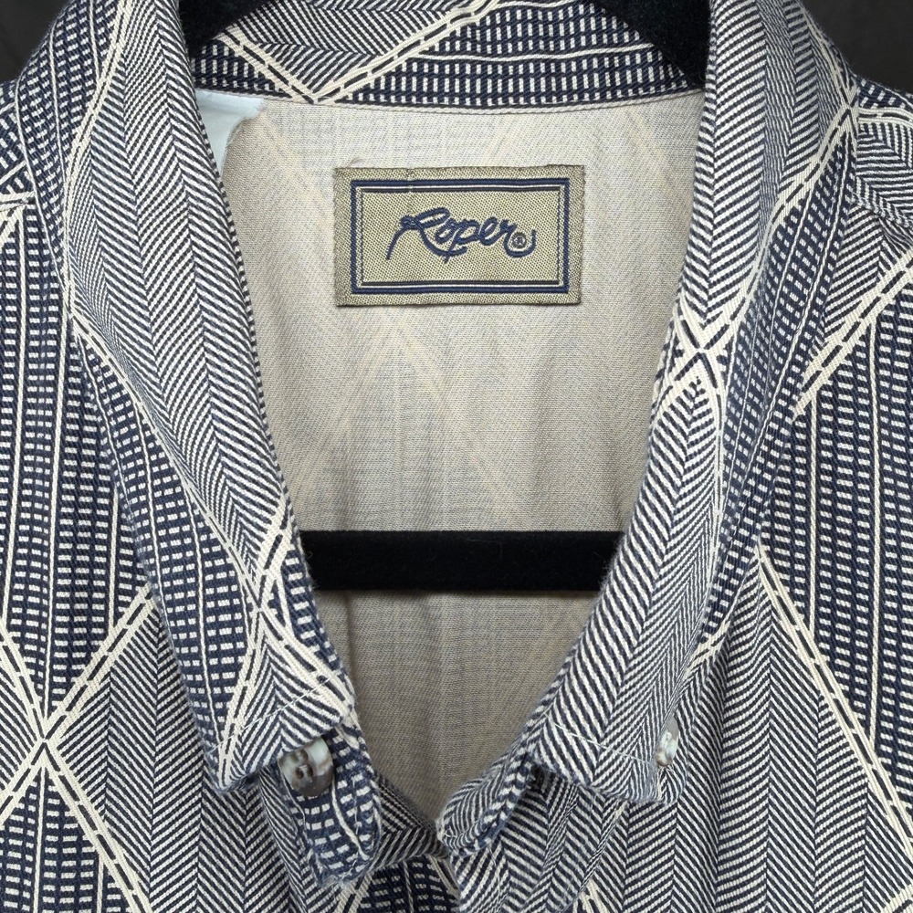 Vtg Roper Western Diamond Pattern Button Shirt XL USA Made